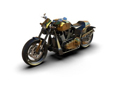 Motosiklet arka planda izole edilmiş. 3d görüntüleme - illüstrasyon