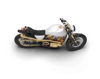 Motosiklet arka planda izole edilmiş. 3d görüntüleme - illüstrasyon