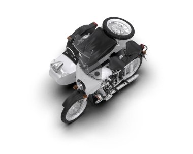 Arka planda motosiklet sepetleri var. 3d görüntüleme - illüstrasyon