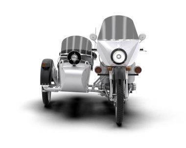 Arka planda motosiklet sepetleri var. 3d görüntüleme - illüstrasyon