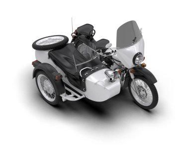 Arka planda motosiklet sepetleri var. 3d görüntüleme - illüstrasyon