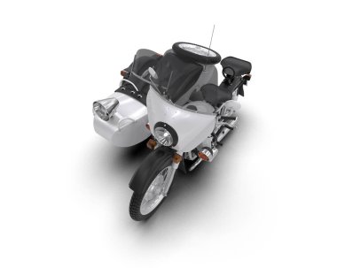 Arka planda motosiklet sepetleri var. 3d görüntüleme - illüstrasyon