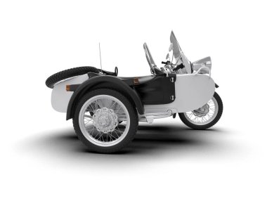 Arka planda motosiklet sepetleri var. 3d görüntüleme - illüstrasyon