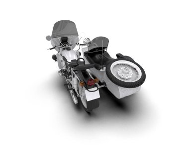 Arka planda motosiklet sepetleri var. 3d görüntüleme - illüstrasyon