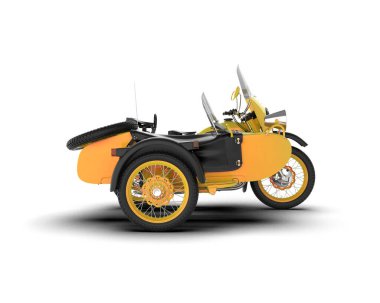 Arka planda motosiklet sepetleri var. 3d görüntüleme - illüstrasyon