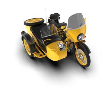 Arka planda motosiklet sepetleri var. 3d görüntüleme - illüstrasyon