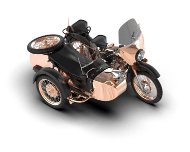 Arka planda motosiklet sepetleri var. 3d görüntüleme - illüstrasyon