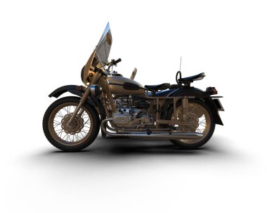 Arka planda motosiklet sepetleri var. 3d görüntüleme - illüstrasyon