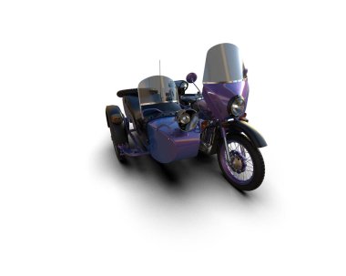 Motorcycle with sidecar isolated on background. 3d rendering - illustration clipart