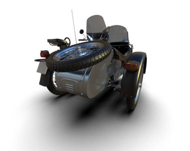 Arka planda motosiklet sepetleri var. 3d görüntüleme - illüstrasyon