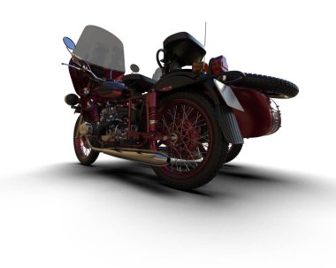 Arka planda motosiklet sepetleri var. 3d görüntüleme - illüstrasyon