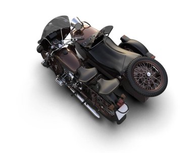 Arka planda motosiklet sepetleri var. 3d görüntüleme - illüstrasyon