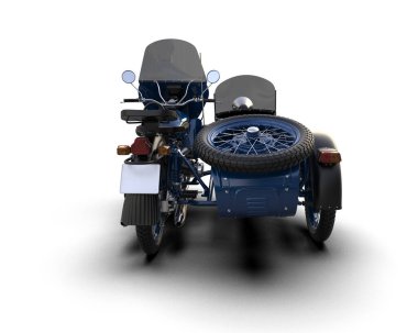 Arka planda motosiklet sepetleri var. 3d görüntüleme - illüstrasyon