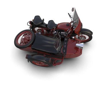 Arka planda motosiklet sepetleri var. 3d görüntüleme - illüstrasyon