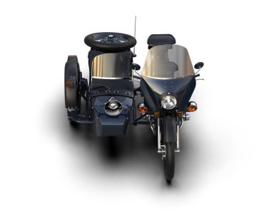 Arka planda motosiklet sepetleri var. 3d görüntüleme - illüstrasyon