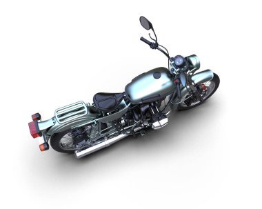 Motosiklet arka planda izole edilmiş. 3d görüntüleme - illüstrasyon