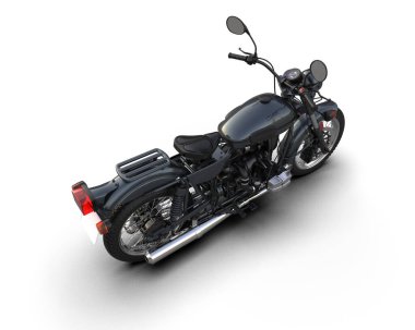 Motosiklet arka planda izole edilmiş. 3d görüntüleme - illüstrasyon