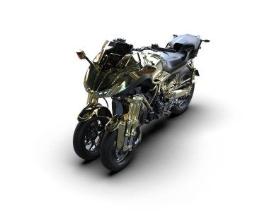 Motosiklet arka planda izole edilmiş. 3d görüntüleme - illüstrasyon