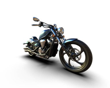 Motosiklet arka planda izole edilmiş. 3d görüntüleme - illüstrasyon