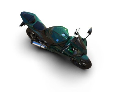 Motosiklet arka planda izole edilmiş. 3d görüntüleme - illüstrasyon
