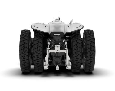 Arkaplanda sürücüsüz traktör izole edildi. 3d görüntüleme - illüstrasyon