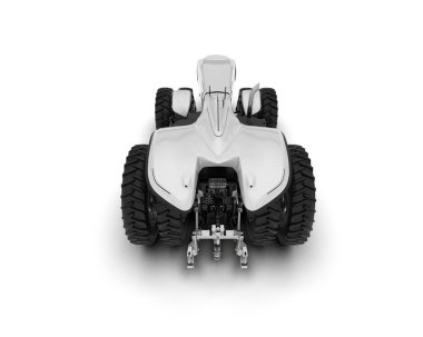 Arkaplanda sürücüsüz traktör izole edildi. 3d görüntüleme - illüstrasyon