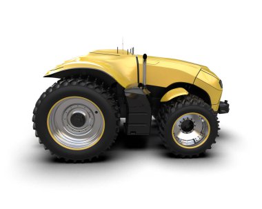 Arkaplanda sürücüsüz traktör izole edildi. 3d görüntüleme - illüstrasyon