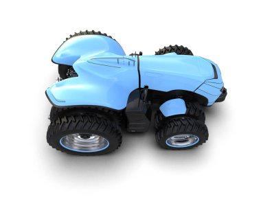 Arkaplanda sürücüsüz traktör izole edildi. 3d görüntüleme - illüstrasyon