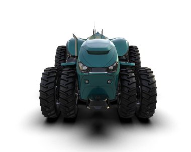 Arkaplanda sürücüsüz traktör izole edildi. 3d görüntüleme - illüstrasyon