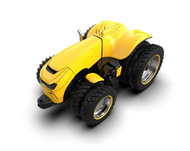 Arkaplanda sürücüsüz traktör izole edildi. 3d görüntüleme - illüstrasyon