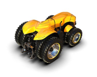 Arkaplanda sürücüsüz traktör izole edildi. 3d görüntüleme - illüstrasyon