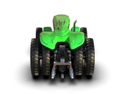 Arkaplanda sürücüsüz traktör izole edildi. 3d görüntüleme - illüstrasyon