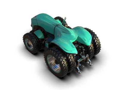 Arkaplanda sürücüsüz traktör izole edildi. 3d görüntüleme - illüstrasyon