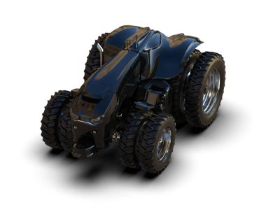 Arkaplanda sürücüsüz traktör izole edildi. 3d görüntüleme - illüstrasyon