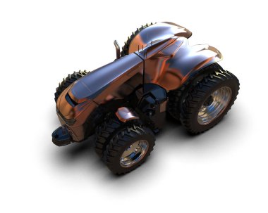 Arkaplanda sürücüsüz traktör izole edildi. 3d görüntüleme - illüstrasyon