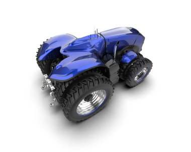 Arkaplanda sürücüsüz traktör izole edildi. 3d görüntüleme - illüstrasyon