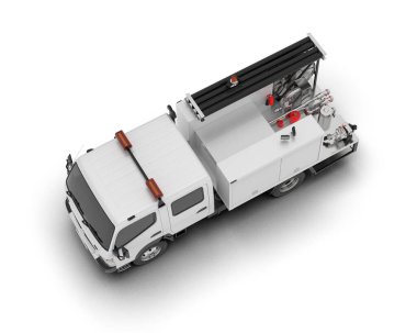 İtfaiye aracı arka planda izole edildi. 3d görüntüleme - illüstrasyon