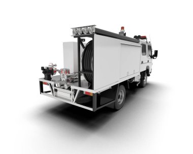 İtfaiye aracı arka planda izole edildi. 3d görüntüleme - illüstrasyon