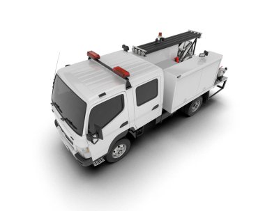 İtfaiye aracı arka planda izole edildi. 3d görüntüleme - illüstrasyon