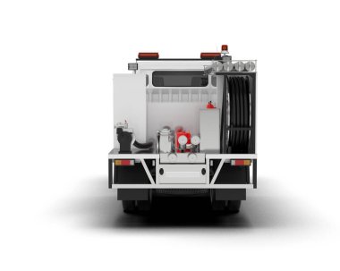 İtfaiye aracı arka planda izole edildi. 3d görüntüleme - illüstrasyon