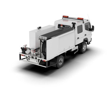 İtfaiye aracı arka planda izole edildi. 3d görüntüleme - illüstrasyon