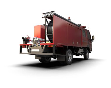 İtfaiye aracı arka planda izole edildi. 3d görüntüleme - illüstrasyon