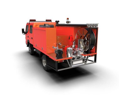 İtfaiye aracı arka planda izole edildi. 3d görüntüleme - illüstrasyon