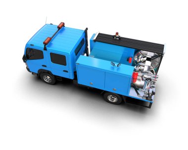 İtfaiye aracı arka planda izole edildi. 3d görüntüleme - illüstrasyon