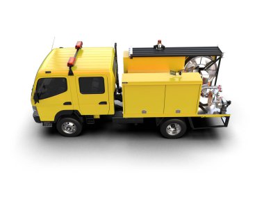 İtfaiye aracı arka planda izole edildi. 3d görüntüleme - illüstrasyon