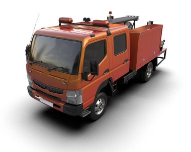 İtfaiye aracı arka planda izole edildi. 3d görüntüleme - illüstrasyon