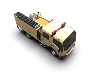 İtfaiye aracı arka planda izole edildi. 3d görüntüleme - illüstrasyon