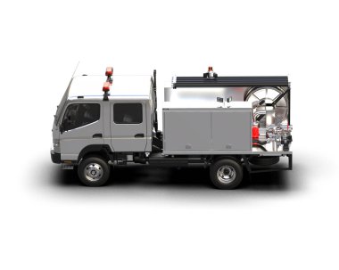 İtfaiye aracı arka planda izole edildi. 3d görüntüleme - illüstrasyon