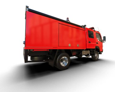 İtfaiye aracı arka planda izole edildi. 3d görüntüleme - illüstrasyon