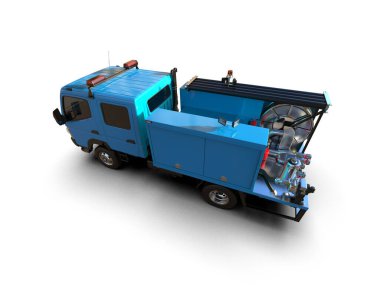 İtfaiye aracı arka planda izole edildi. 3d görüntüleme - illüstrasyon